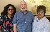 Rosemary Santana Cooney and Patrick Cooney celebrate the establishment of their endowed scholarship fund with Jacqueline Comesañas, senior director of gift planning.